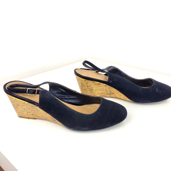 NEW look wide feet wedge sandals size 9 black shoes suede - Picture 6 of 16